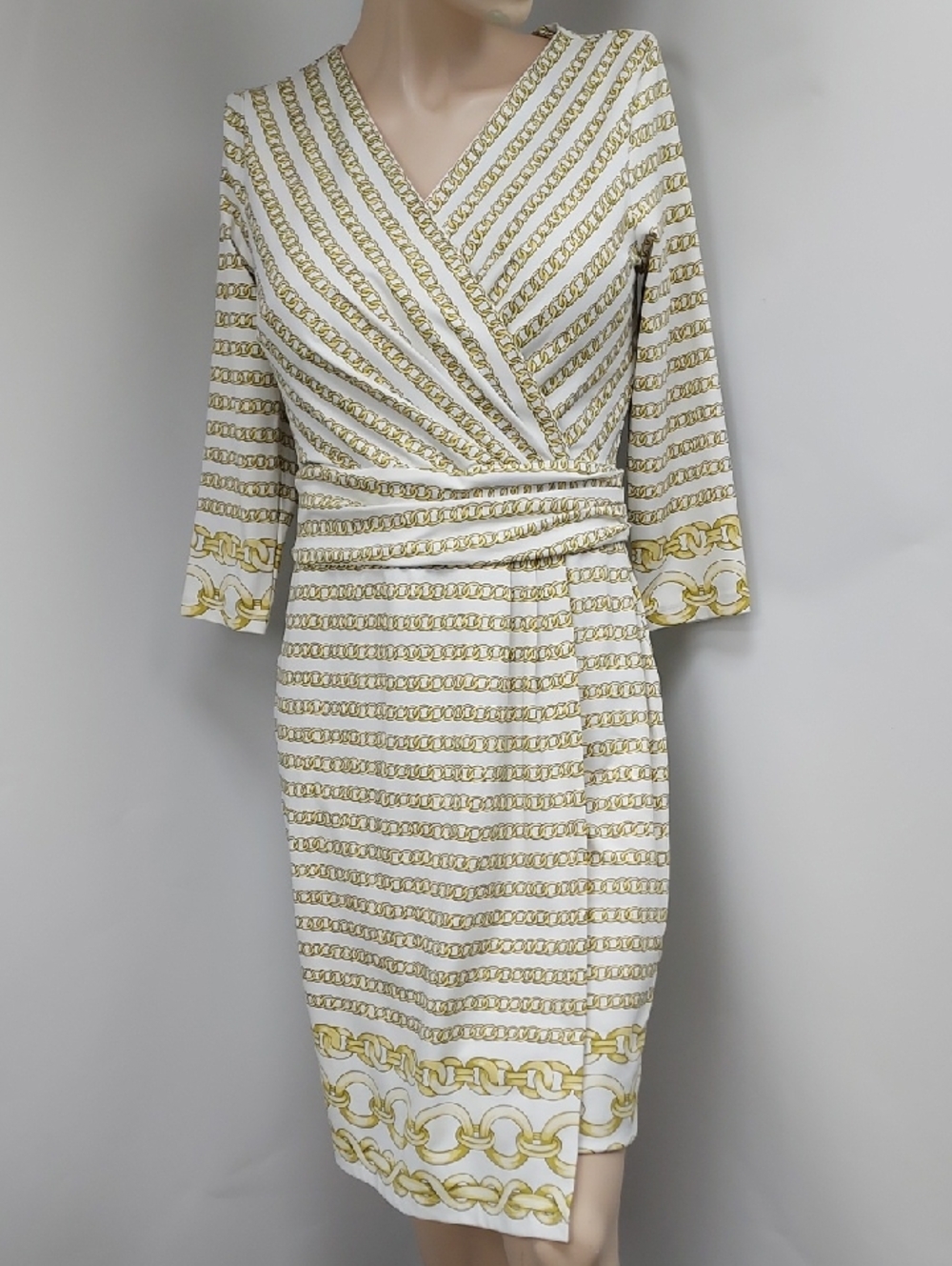 J. McLaughlin Brea Wrap Dress with Gold Optic Link, NWT